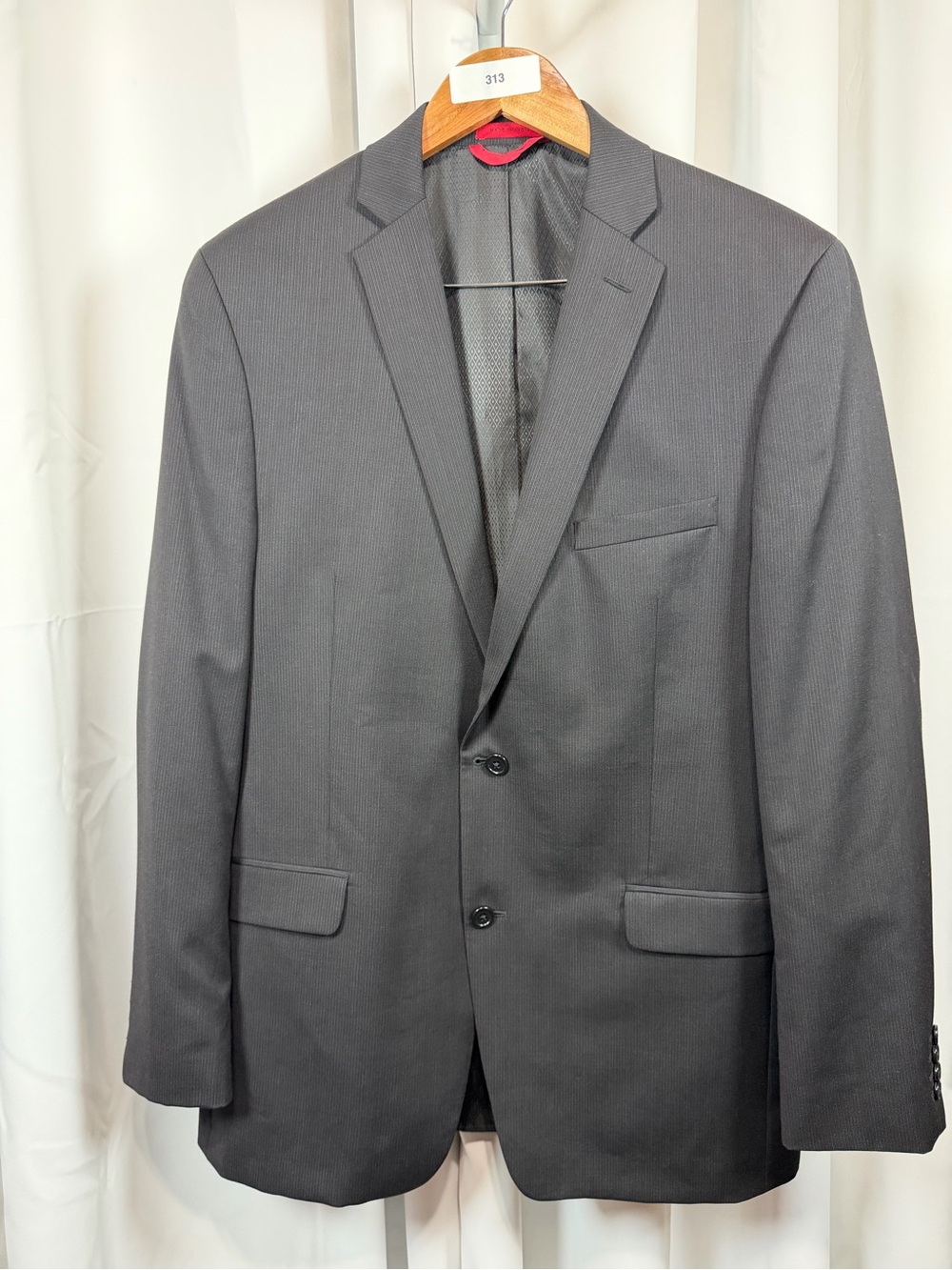 Alfani Men’s 44L Slim Fit 100% Wool Blazer Charcoal Pinstripe Sport C